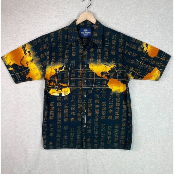 Vintage Wu Wear Mens Button Up Shirt L 90s Wu Tang Clan Rap All Over Print RARE! - Picture 1 of 12